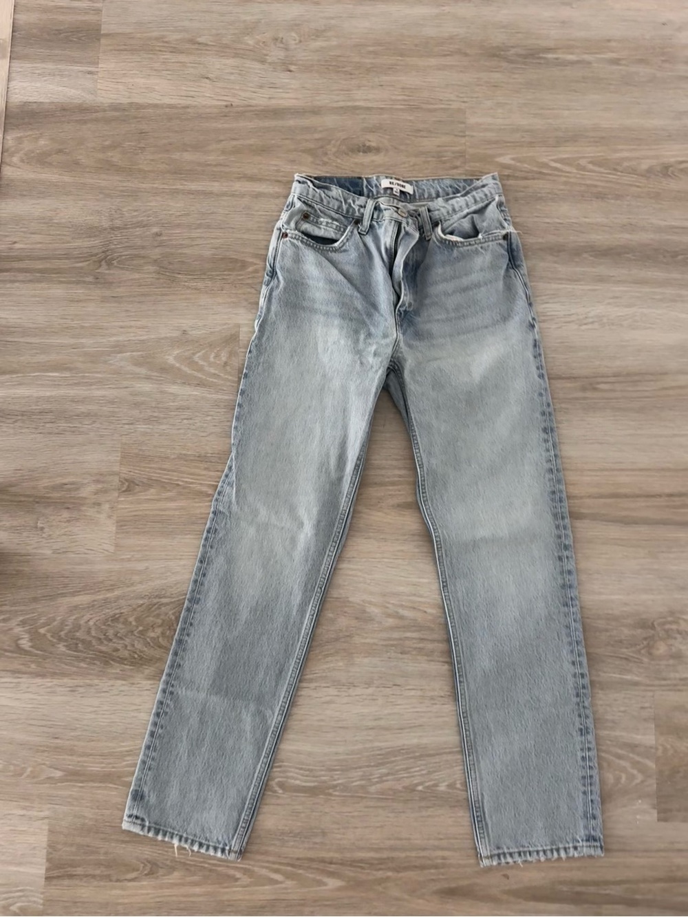 Re/Done Light Blue High-Rise Straight Jeans — 26